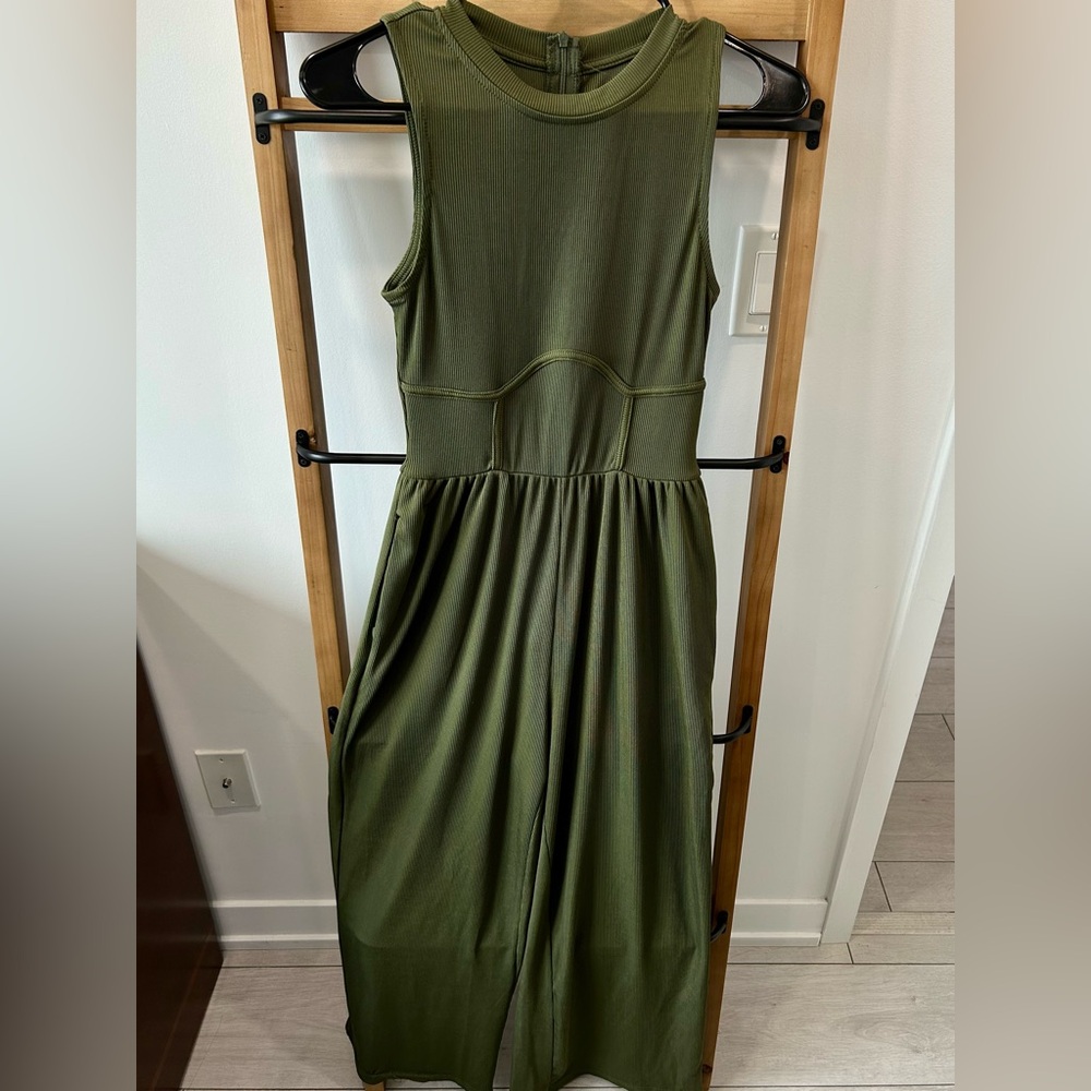 Cider Green Sleeveless Jumpsuit